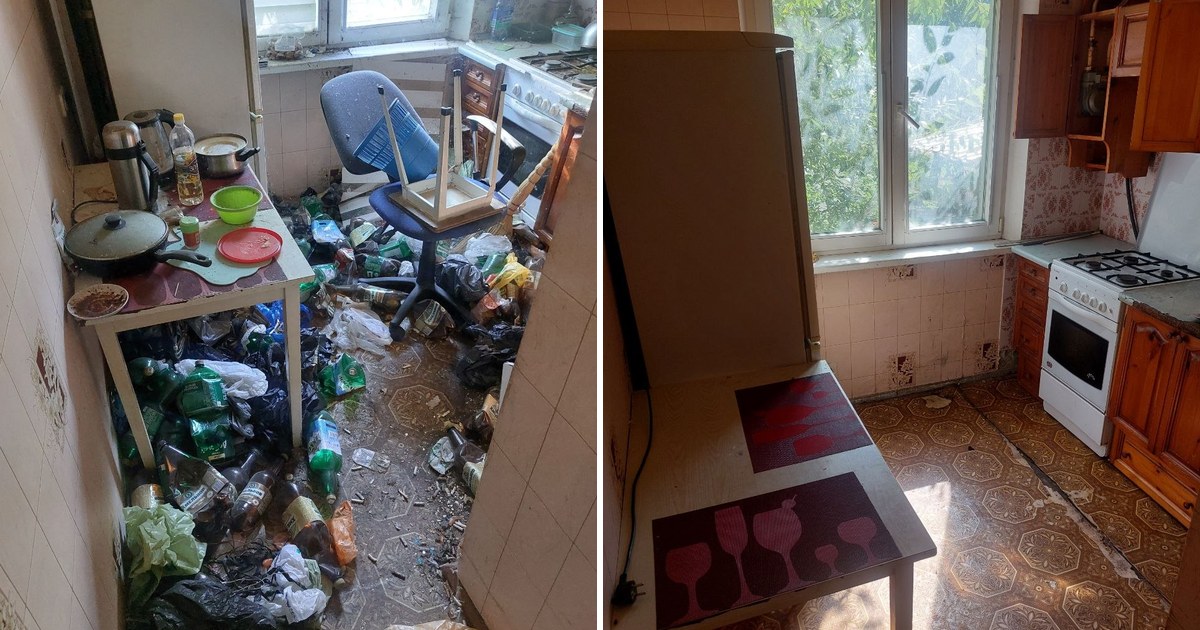 Уборка квартиры после квартирантов в Минске — кухня до и после